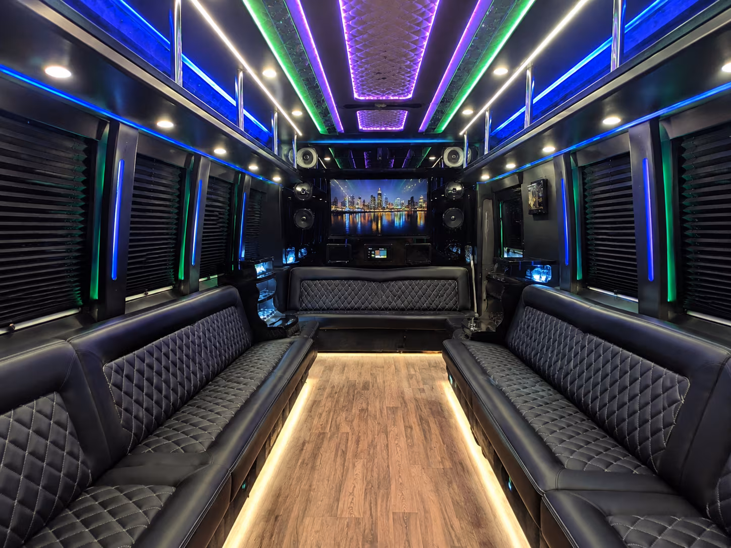 laguna niguel 25 passenger party bus interior
